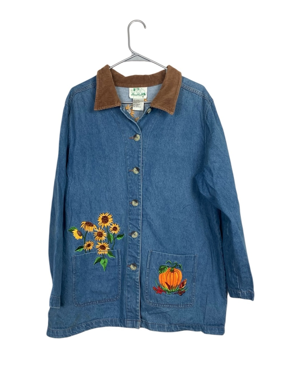 Quacker factory sunflower pumpkin chore coat size large novelty
